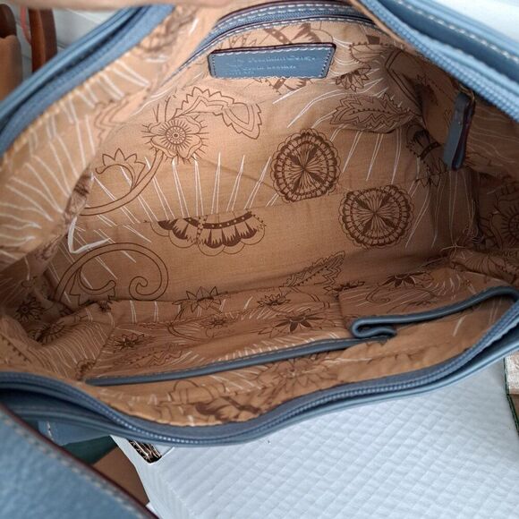 Franklin Covey Women's Blue Leather Shoulder Purse Bag Multi Pockets Medium - Picture 6 of 8